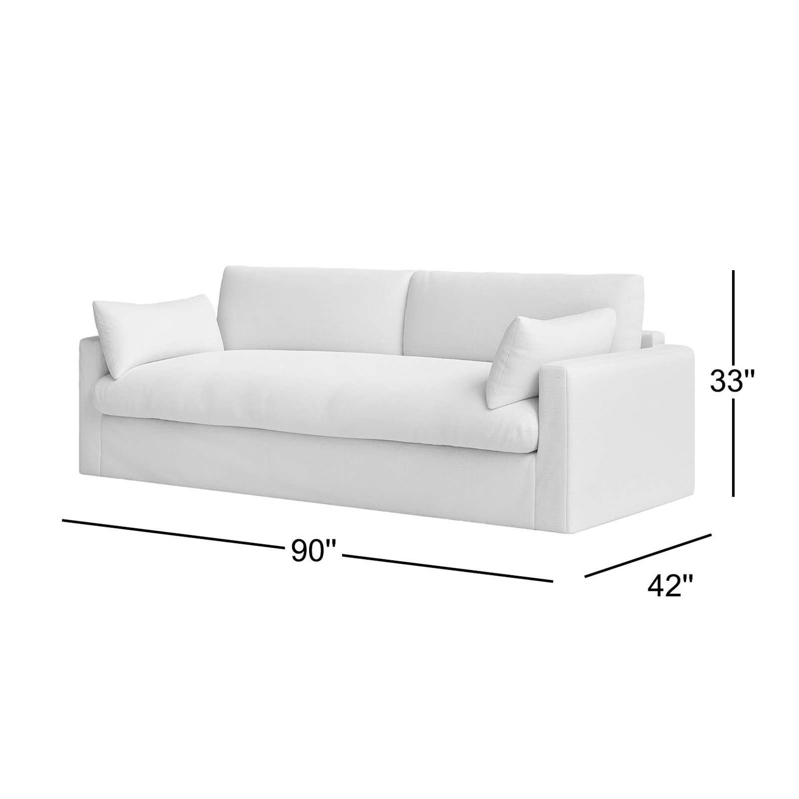 Luna 90'' Upholstered Sofa, Canvas Flax Sunbrella® Canvas