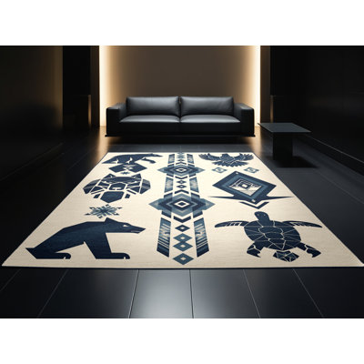 Tapis géométrique beige lavable à la machine d'inspiration mondiale Northville