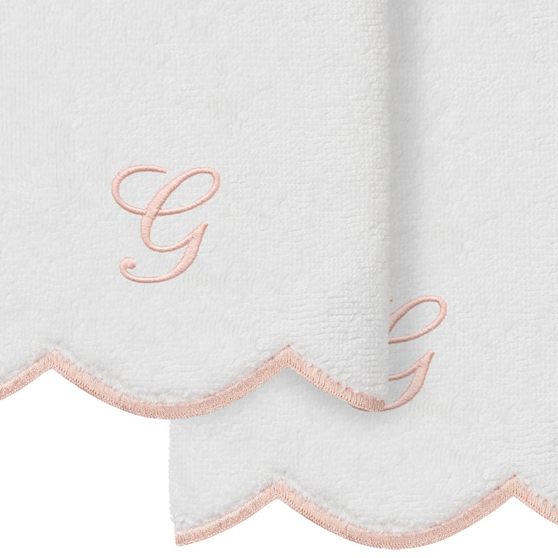  Ensemble de serviettes 100% coton turque ADORNIA, G, Blanc / Rose, Ensemble de 2 serviettes à doigts
