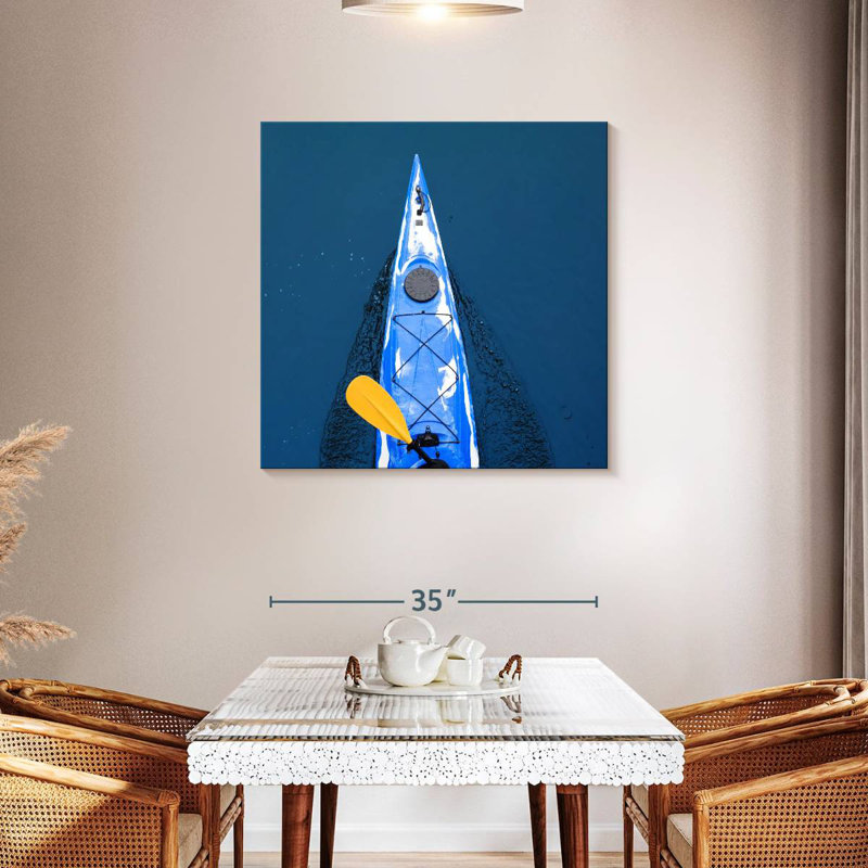 Mehar Blue Kayak, 36" H x 36" W