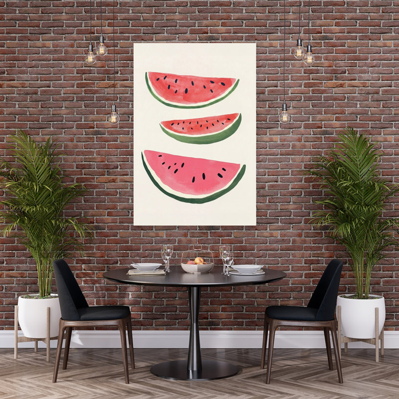 «Fresh Watermelon Slices Playful Vibrant Contemporary Fruit Summer», reproduction d'art, H 60 po x l 40 po