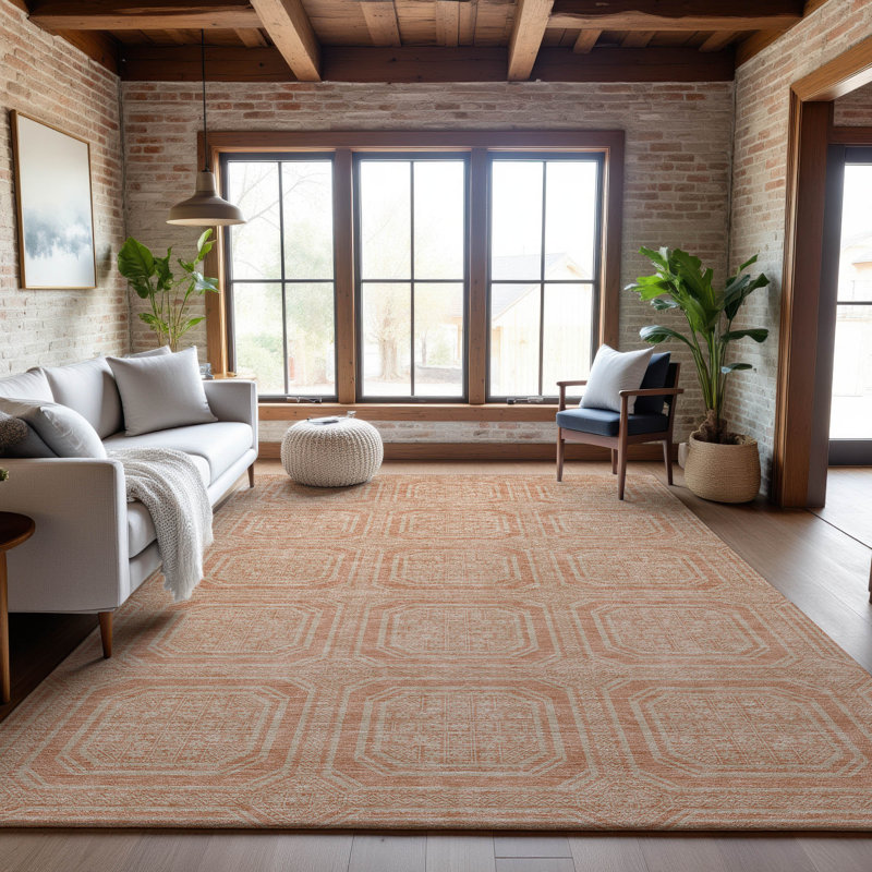 Premium Machine Washable Sykora AMF1451 Geometric Rug, Rectangle 10' x 14'