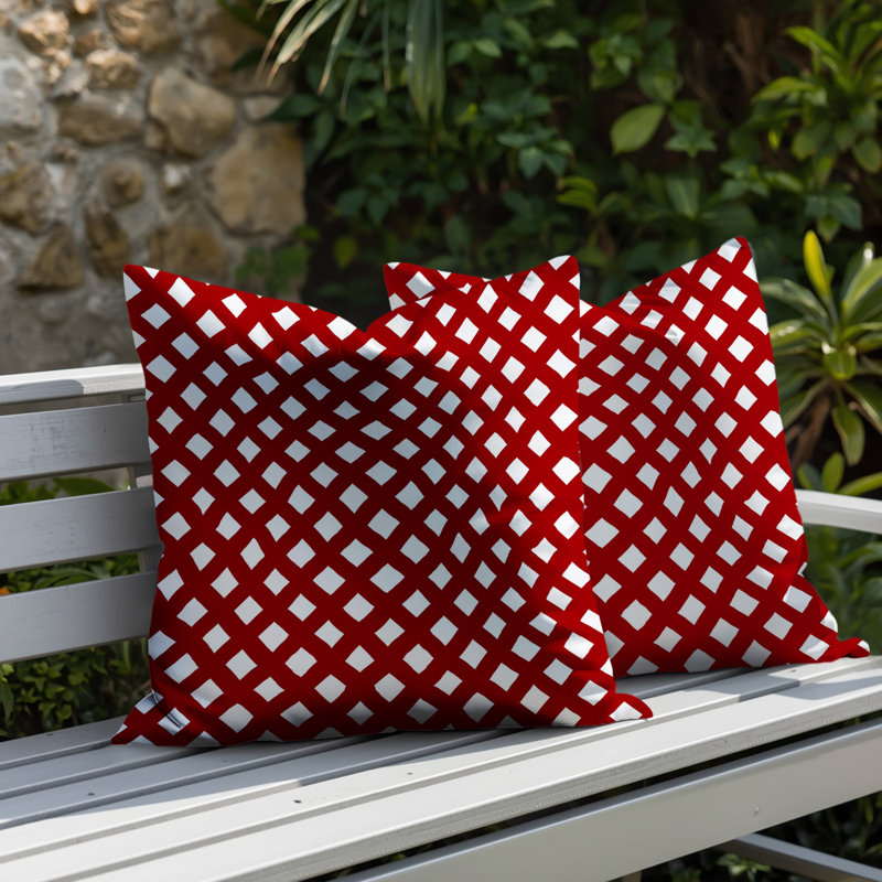Ensemble de coussins réversibles d'intérieur / extérieur Una, 18 x 18, Rouge