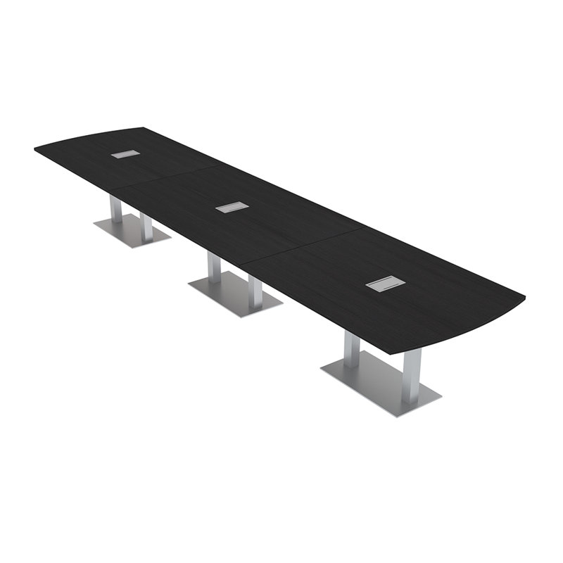 Table de conférence Pavert Arc Unité électrique, H 30 po x l 192 po x P 48 po, Cyprès noir, Argent