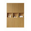 Ensemble d'armoires de rangement 59 po x 59 po H 59 po - Grain de chêne clair, portes françaises à rainure 3D (Salle de bain / Salon / Chambre à coucher)