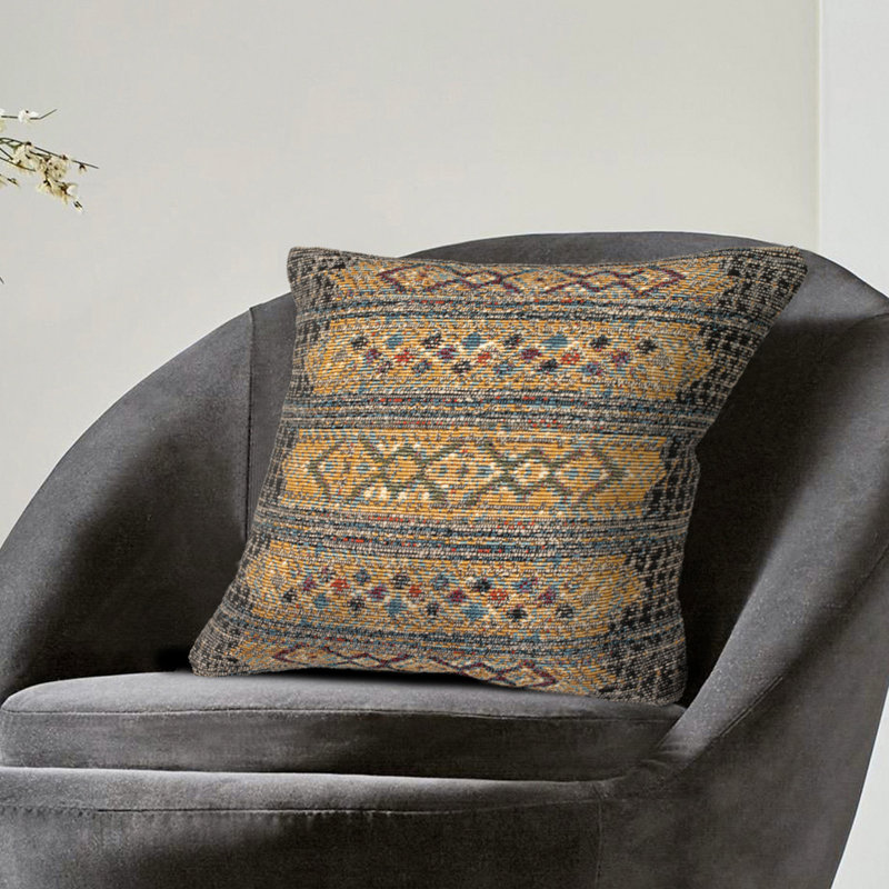 Tribal Black and White Ikat Square Indoor/Outdoor Pillow