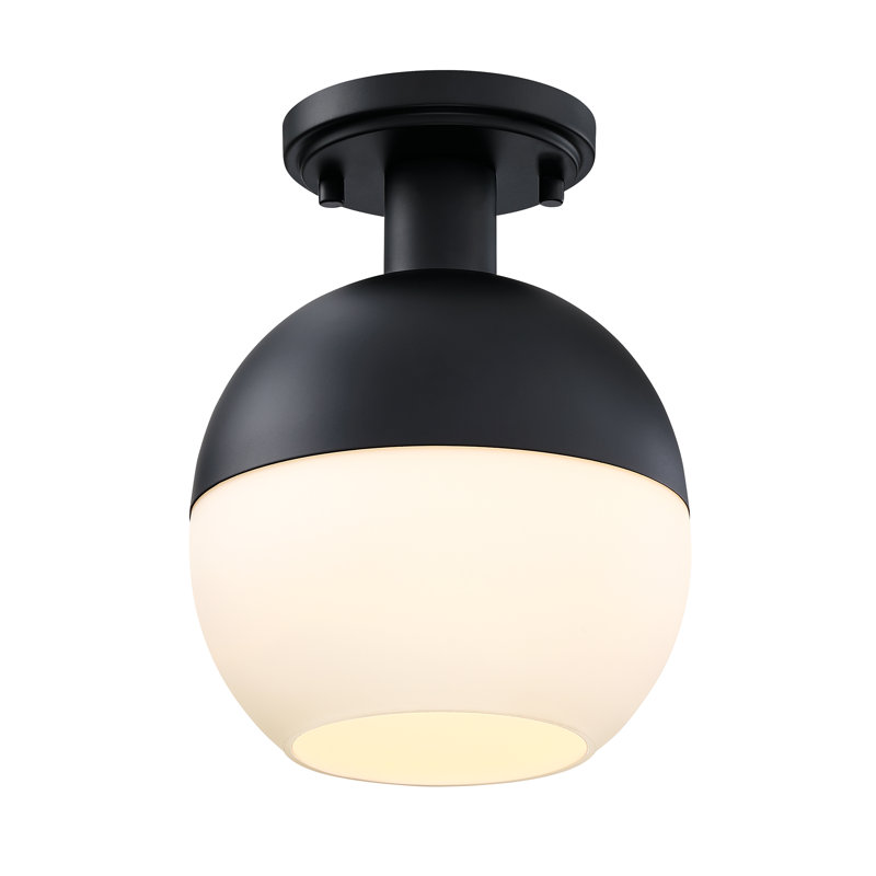 Plafonnier semi-encastré Mid-Century 1 lumière Schoch, Noir mat