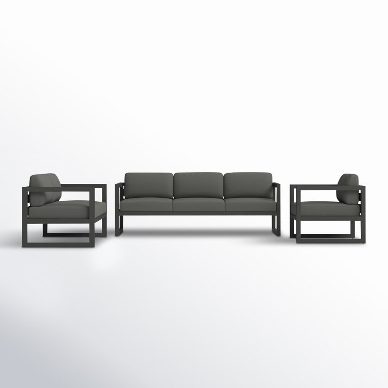 Ensemble de conversation 3 pièces avec coussins Sunbrella® Smith, Toile gris anthracite Sunbrella®, Ardoise
