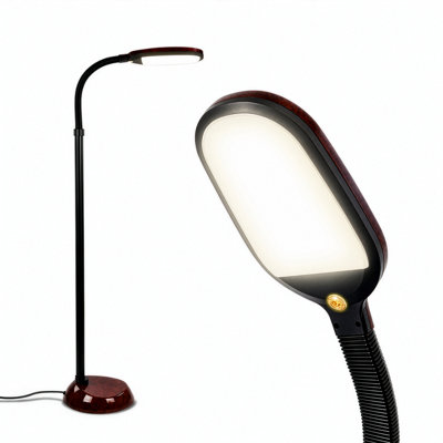  Litespan Havana Brown 53 in. Dimmable LED Floor Lamp for Reading and Crafts with Height Adjustable Gooseneck Head