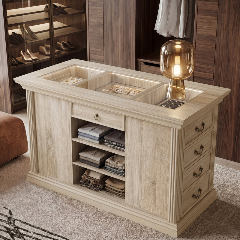 Îlot de rangement 50 po avec 10 tiroirs, Beige