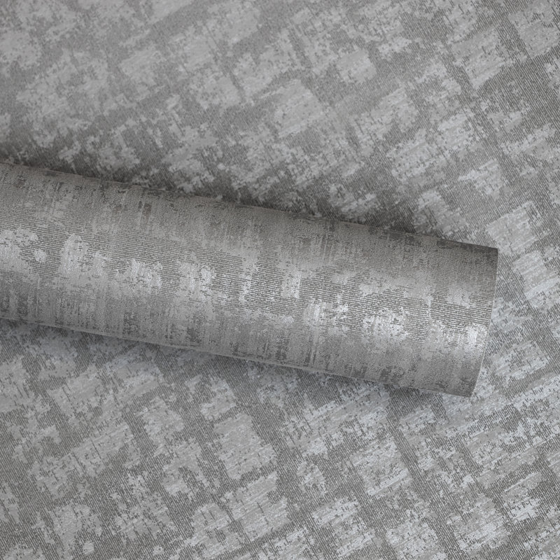 Zeus Geometric 3D Embossed Metallic 10M X 53Cm Wallpaper Roll, Slate Grey