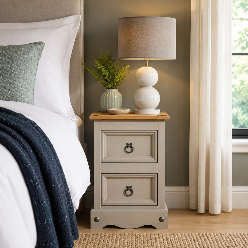 Upstream 2 Drawer Bedside Table Solid Wood