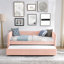 Lit de jour avec lit gigogne escamotable et capitonné, taille simple, tissu Boucle (83 po x 43 po x 29,5 po)-493685479-493685473