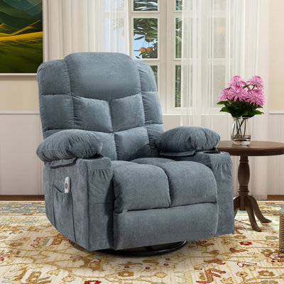 Betzabe 37.4" W Massage Heater Recliner, 360° Swivel, 30° Rocker, Cup Holders, USB Port by Latitude Run