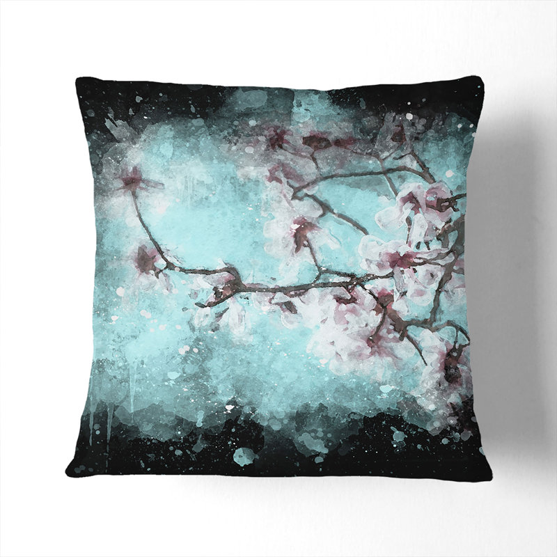 Floral Square Cushion, 40cm H x 40cm W x 15cm D, White