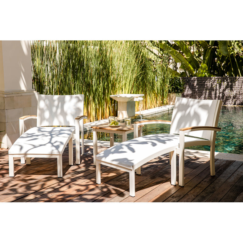 Soho 20" Teak Aluminum Outdoor Tall Square Side Table, White