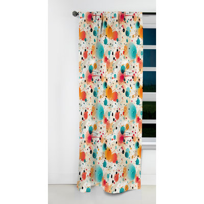 Motif de pois multicolores Dance IV - Rideau abstrait - Rideau occultant en velours - 1 panneau