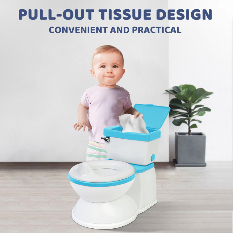 Baby Potty Training Toilet with Realistic Flushing Sound & Feel like an Adult Toilet, Removable Pot, Storage Tank and Toilet Paper Holder for Aged 1-3