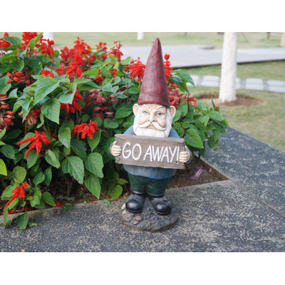 GNOME HOLDING GO AWAY SIGN