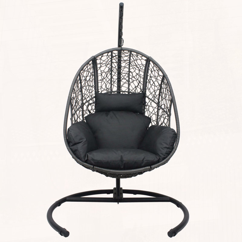 Fauteuil suspendu avec support Egg, Coussin gris foncé / structure noire