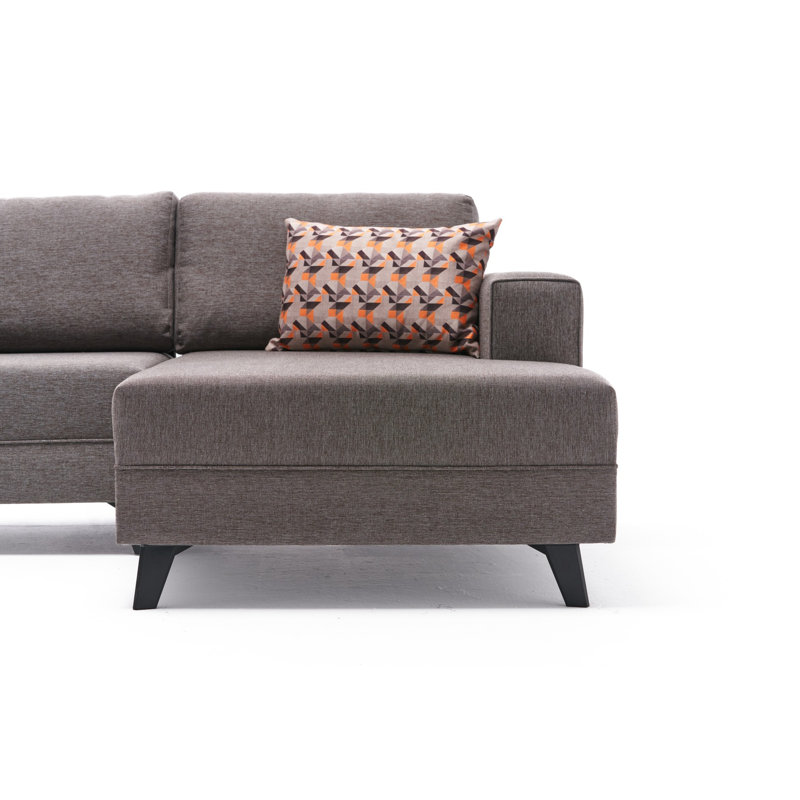 Modern Corner Sofa-Bed, Brown Fabric, 118.1 x 30.7 x 79.5 inches | FIR Timber Frame, 50% Polyester & 50% Linen, 28 DNS Foam for Comfort | Easy Clean, Industrial & Scandinavian Design, Perfect for Small Spaces