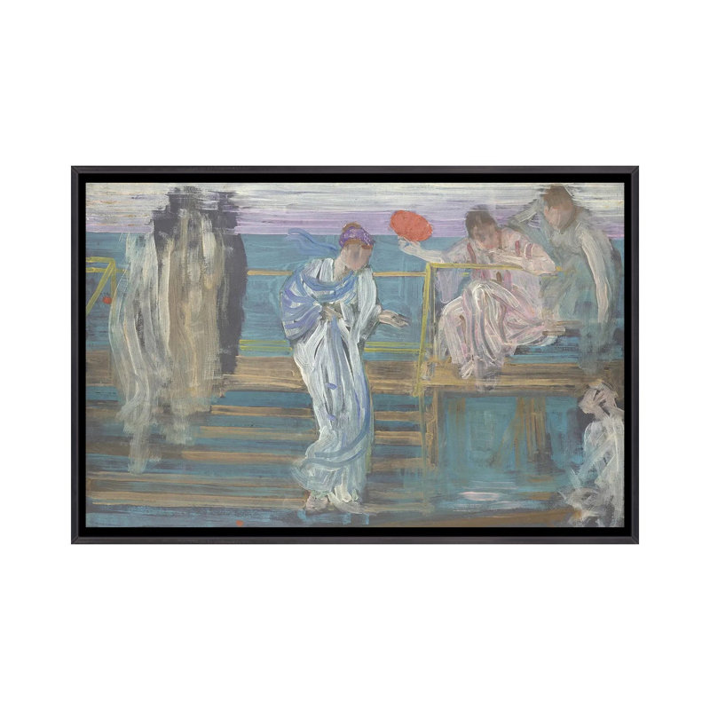 Symphonie en blanc et rouge - reproduction d'art murale - toile encadrée, 40 po x 60 po, Toile avec cadre, Noir patiné
