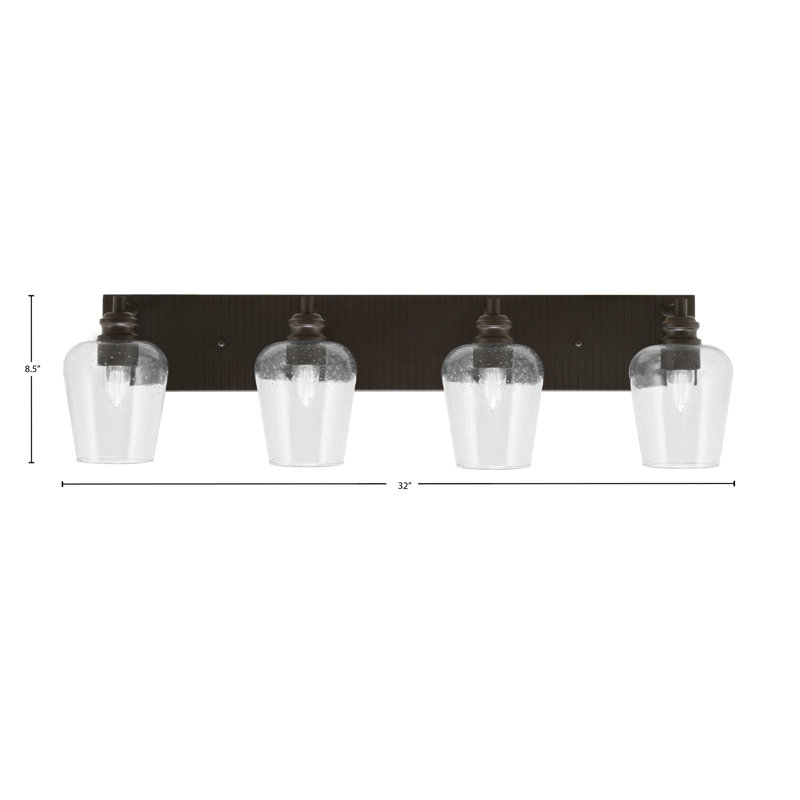 Edge 4 Light Bath Bar With 5" Glass, Espresso