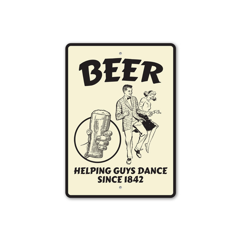 Signe en aluminium «Beer, aidant les garçons», H 18 po x l 12 po x P 0,06 po