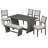 6-Piece Retro Dining Set, 1 Rectangular Table with 4 Upholstered Chairs and 1 Bench-1639635395
