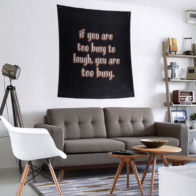 Tapisserie tableau noir en polyester «Make Time for Laughter», H 27,5 po x l 37,5 po, Orange