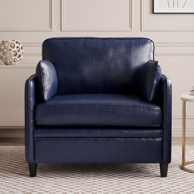 Fauteuil d'appoint en similicuir, fauteuil moderne rembourré une place, fauteuil de lecture confortable et surdimensionné avec coussin épais et coussin lombaire, pour salon, chambre, appartement et bureau à domicile