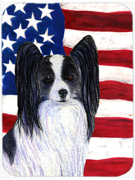 Planche à découper en verre « American Flag » aux États-Unis avec papillon trinx
