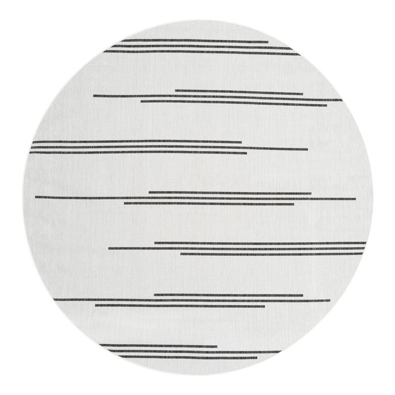 Leonardville Striped Indoor/Outdoor Area Rug, Round 7'10"