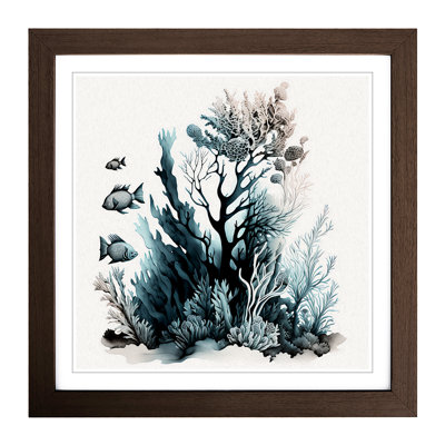 Coral Reef Ink Wash - Framed Print
