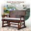 Banc de patio en bois massif carbonisé avec coussin et porte-gobelets-132282792