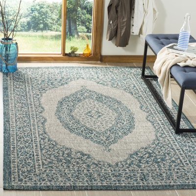 Auburn Light Grey/Teal Indoor/Outdoor Rug