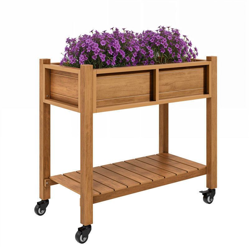 Outdoor Planter Box With Double-Layer, Brown