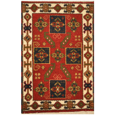 Garrek One-of-a-Kind 2 'x 4' New Age Square Wool Area Rug in Red