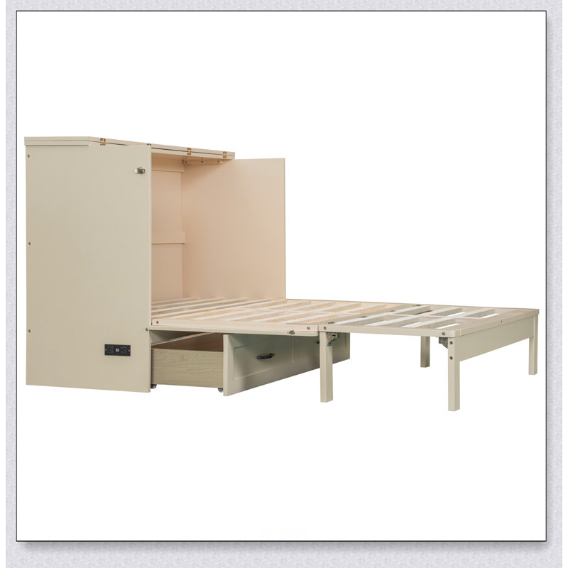 Murphy Bed With Large Drawers, Lit double, Doré