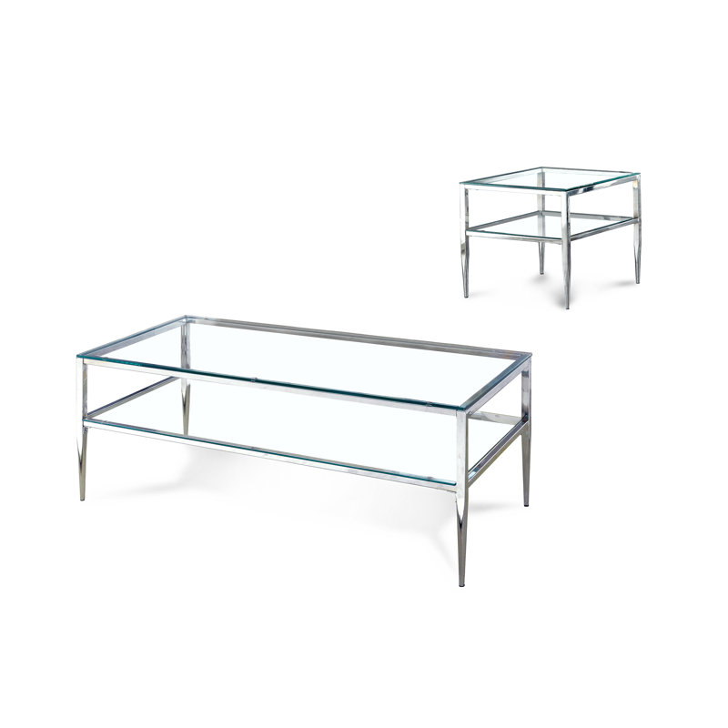 Ensemble de tables basses 2 pièces Rahil, Chrome