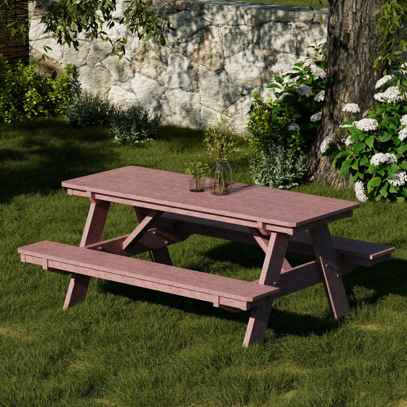 Table de pique-nique 72 "avec bancs attachés Heritage, Bois de cerisier