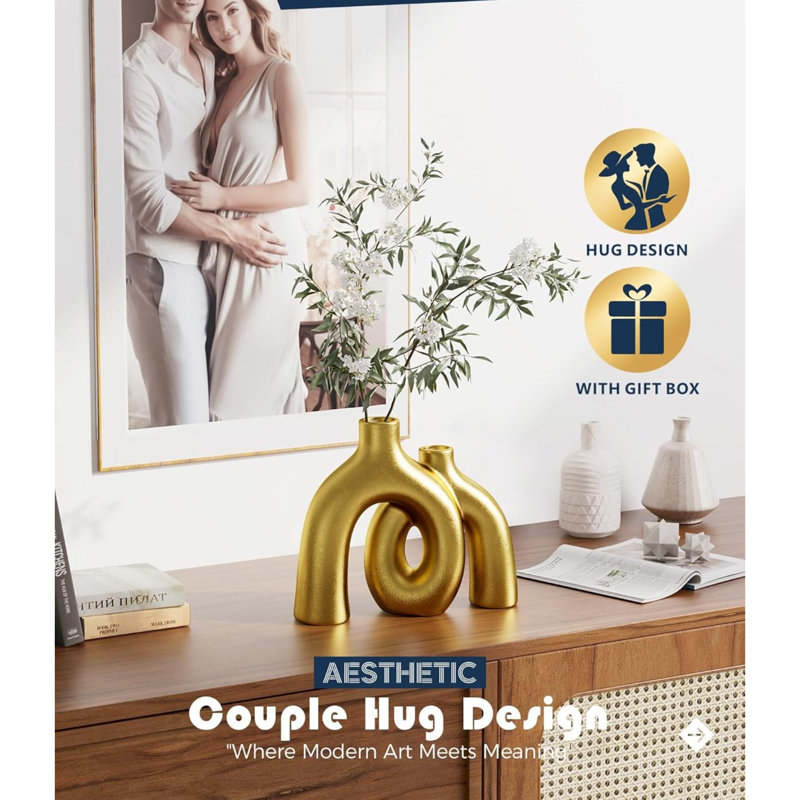 Ensemble de vases Hug Donut, Doré