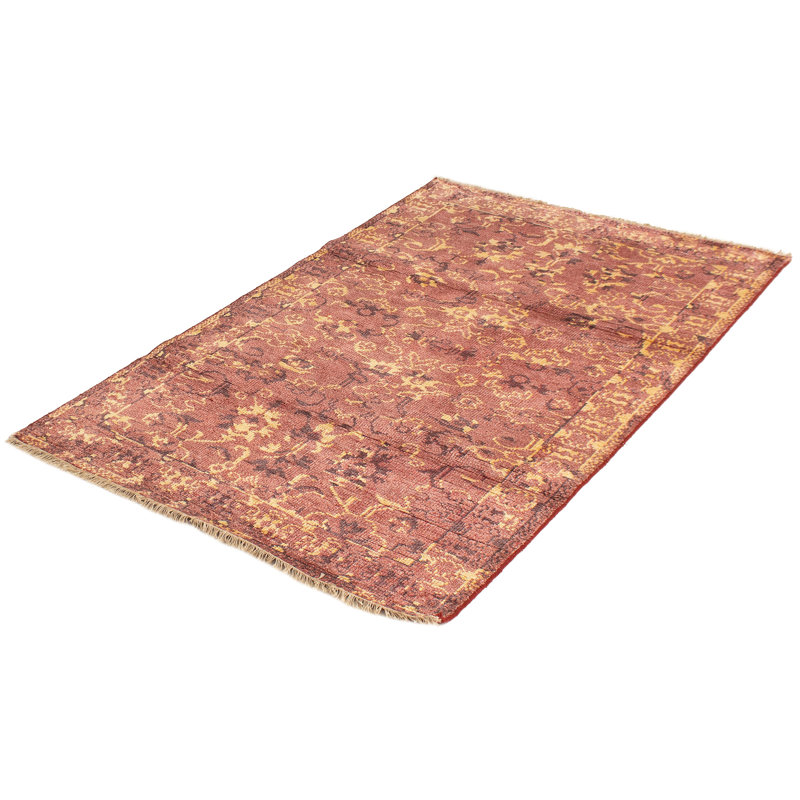 Tapis unique en viscose noué à la main style années 2010 de 5 pi 1 po x 7 pi 10 po rouge foncé Andreco
