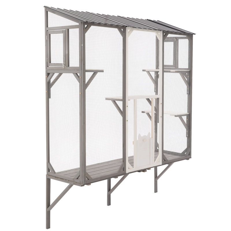 Enclos d'extérieur pour chat Catio, Gris / Blanc