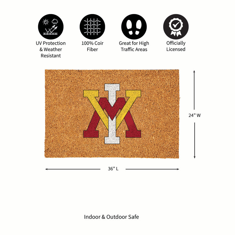 Grand tapis en fibre de coco de Virginia Military Institute, 36 po x 24 po