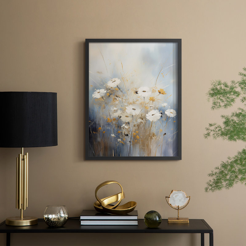 FLORAL Series CCCCXX III - Impression encadrée de qualité supérieure - Prêt à être accroché - Aucun clou requis, Noir