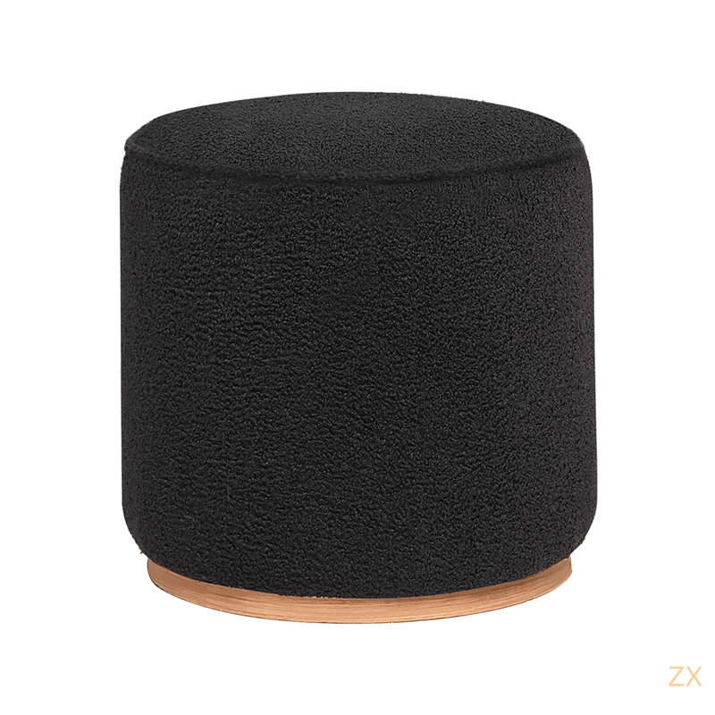 Repose-pieds rond imitation peau de mouton, Noir