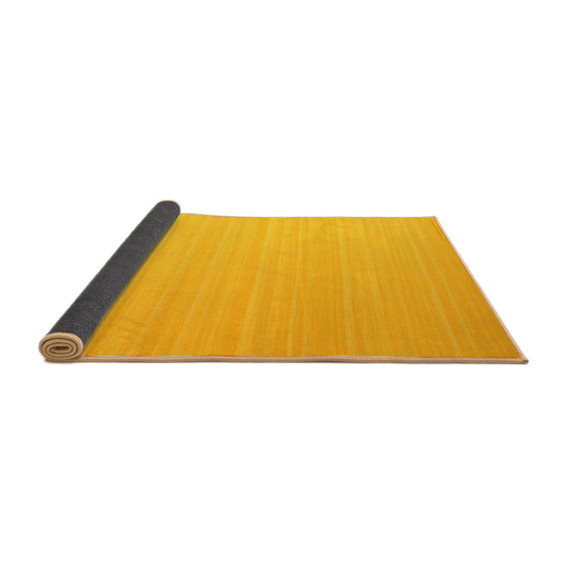 Tapis de zone jaune contemporaine, Rond 4 pi