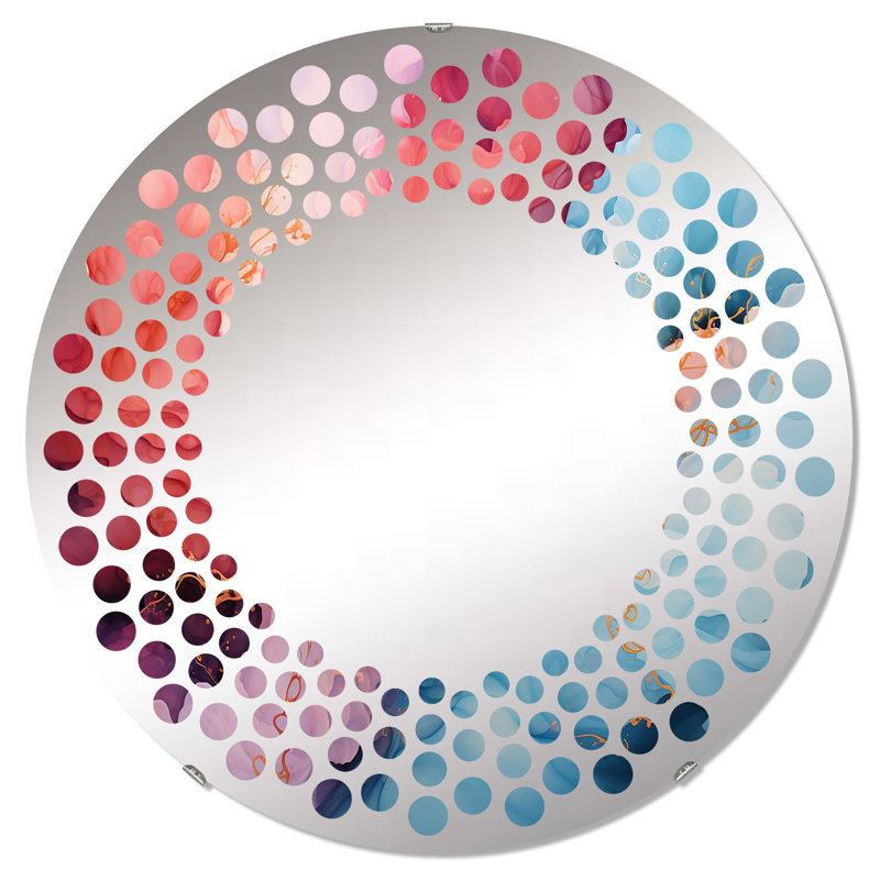 Benay Circle Mirror, 23.6" x 23.6", Clouds Storm Liquid Ink Landscape I