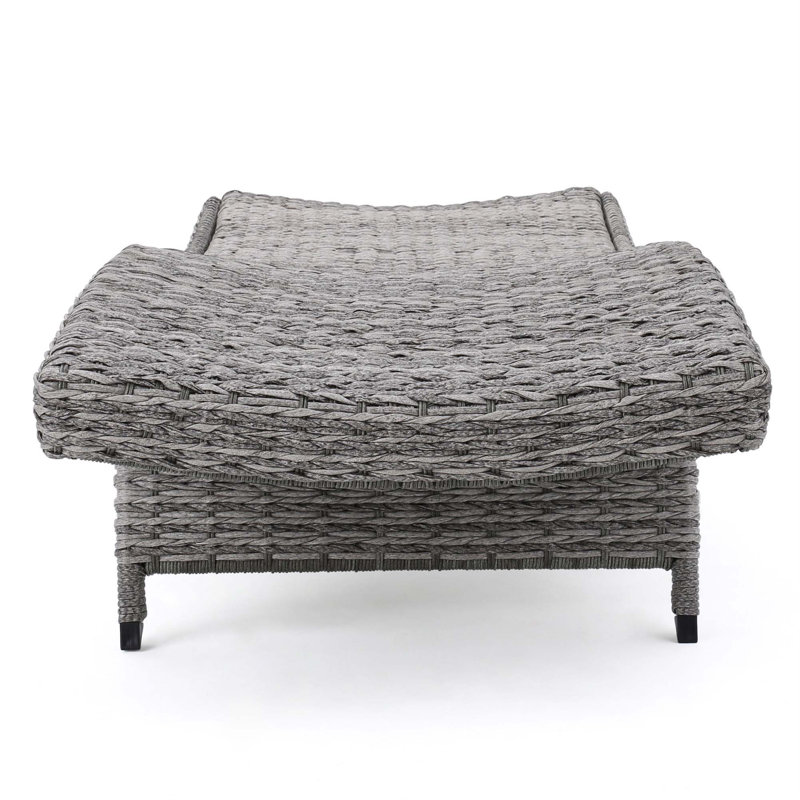 Chaise longue en osier crème, Noir, noir, noir, noir